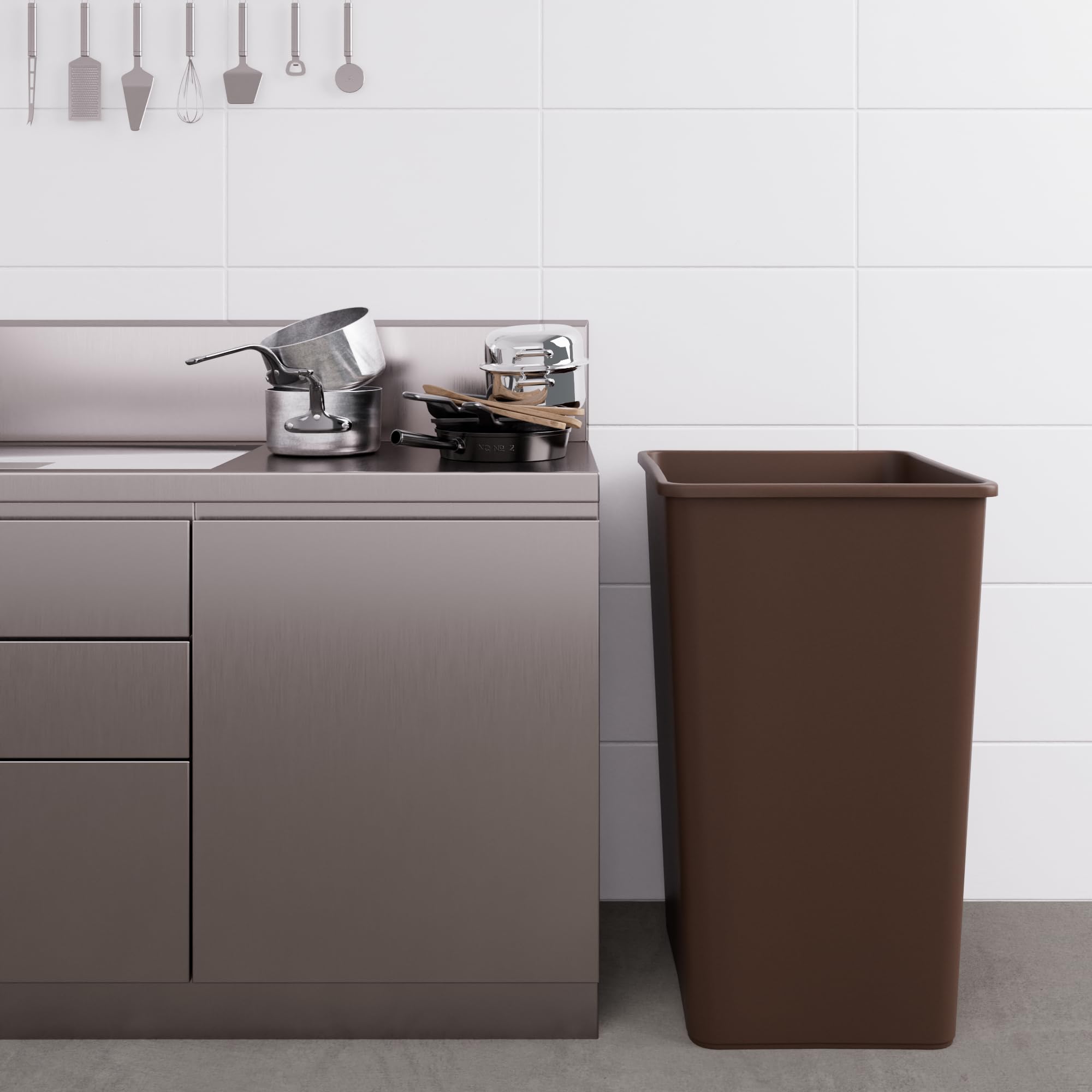 50 Gallon Brown Square Commercial Trash