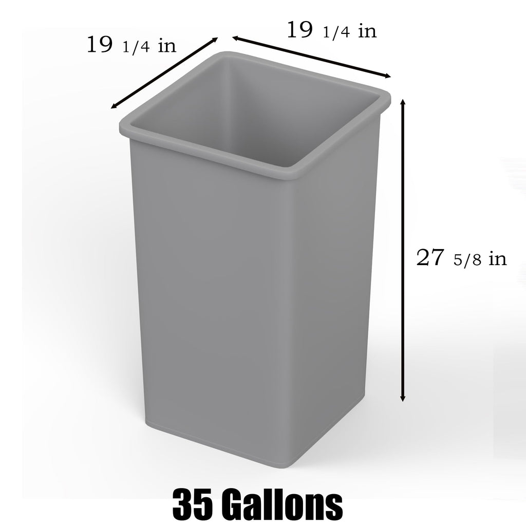 35 Gallon Gray Square Commercial Trash