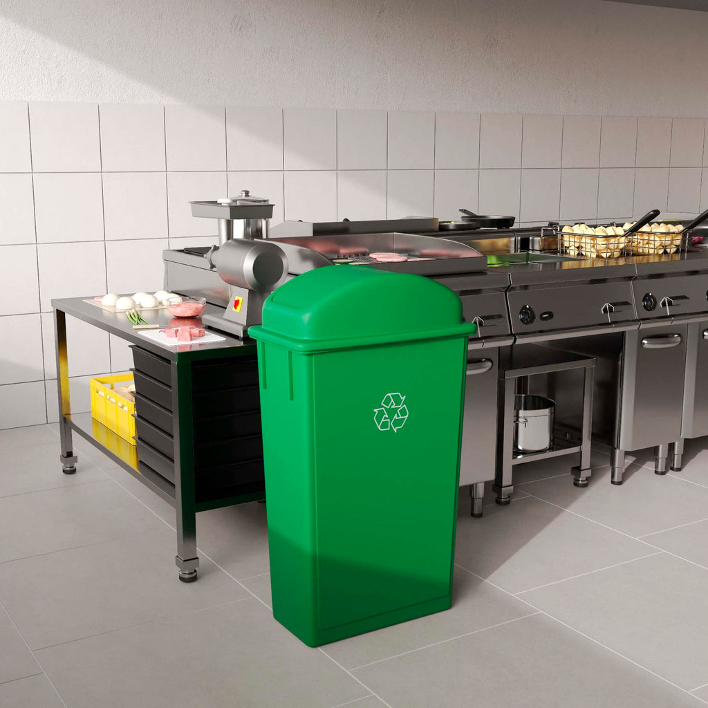 23-Gallon Green Recycle Slim Trash Can with Swing Dome Lid