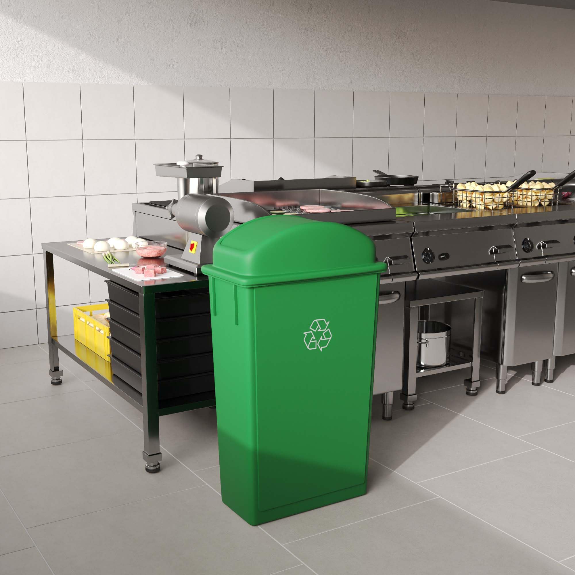 23-Gallon Green Recycle Slim Trash Can with Swing Dome Lid